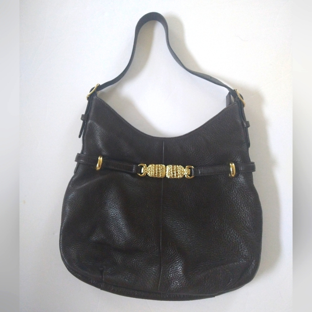 Talbots Soft Pebble Leather Hobo Tote Handbag